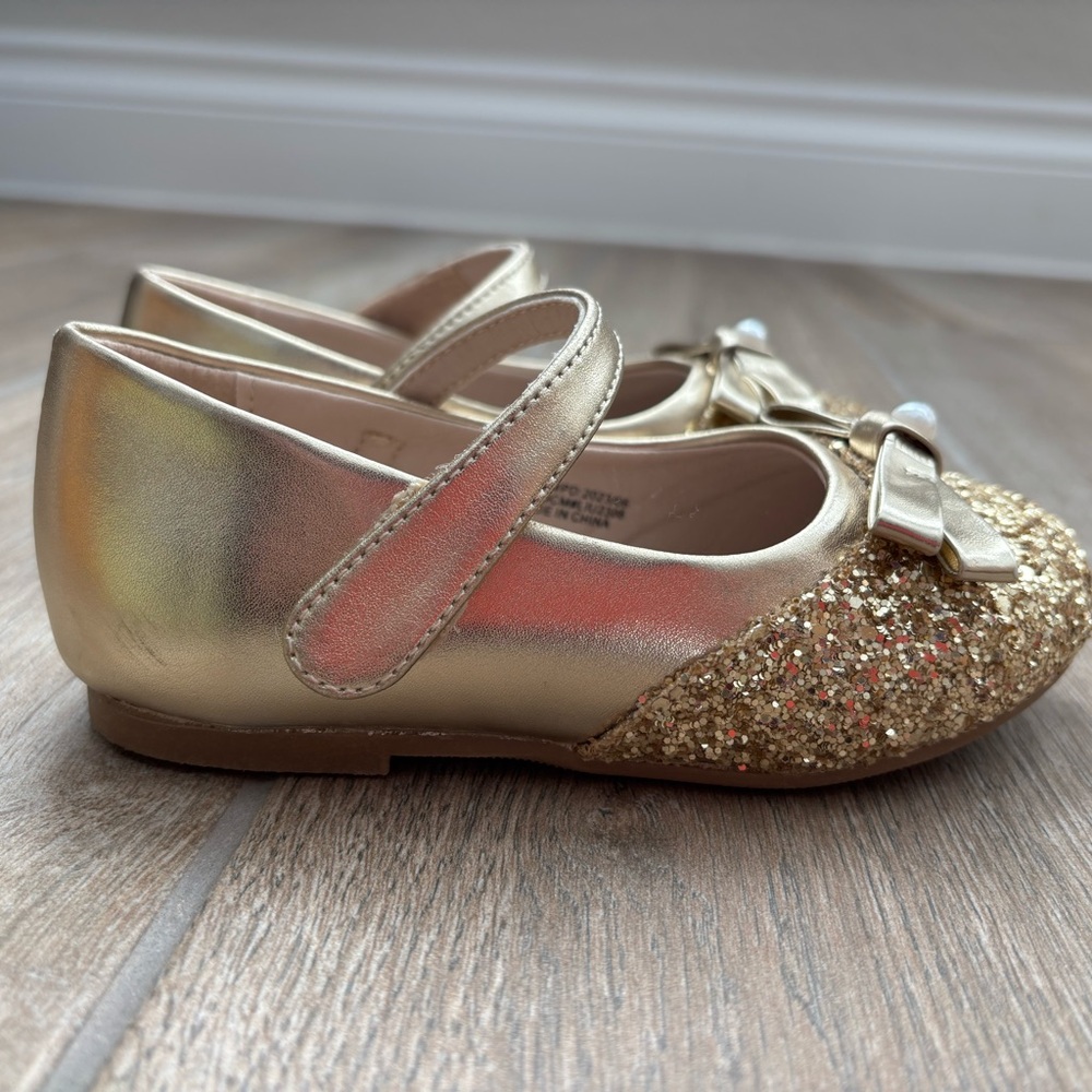 Kideren Glittery Gold Mary Janes Size 9M - Picture 4 of 8